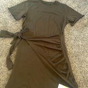 Wrap front side tie ruched Halara t shirt dress
